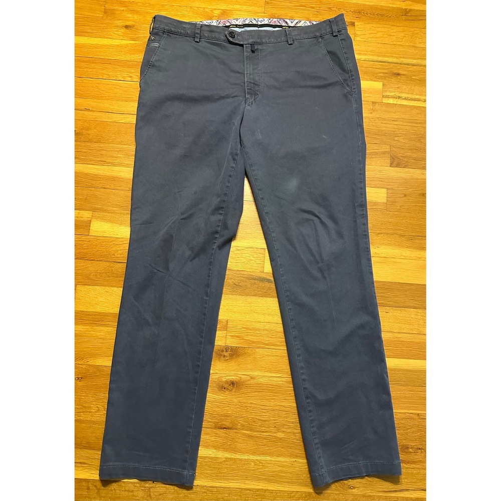 Meyer Exclusive Bonn Men Navy Blue Chino Trousers Stretch Cotton Pants 56W40 L34